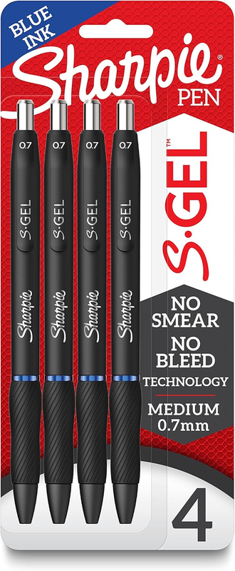S-Gel Gel Pens Medium Point (0.7Mm) Blue Ink Gel Pen 4 Count