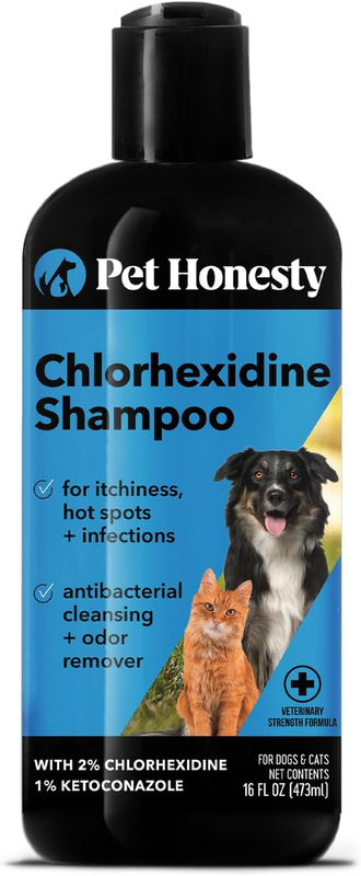 Chlorhexidine Shampoo - Ketoconazole & Aloe for Dogs & Cats - Helps Itching, Hot
