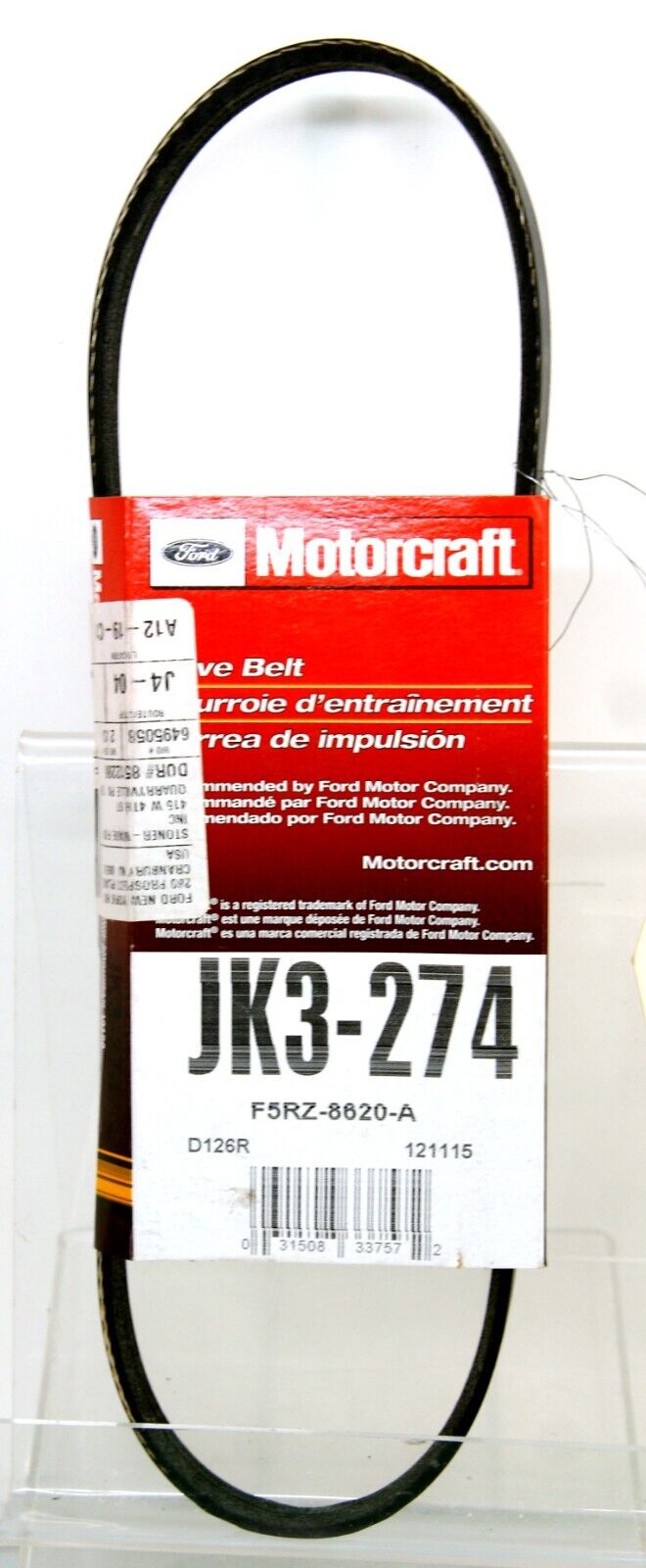 95-04 Ford F5RZ-8620-A JK3-274 Water Pump Belt Serpentine 95-04 Ford F5RZ-8620-A JK3-274 Water Pump Belt Serpentine