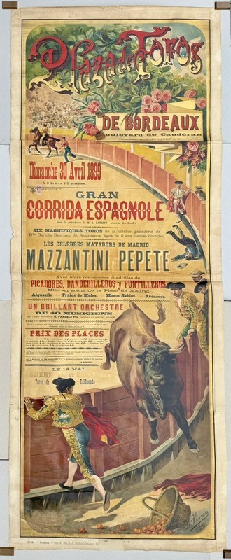 Exceptionnelle Corrida Ã  Bordeaux 1899 / D. PÃ©RÃ©A / TorÃ©Ador Mazzantini Pepete