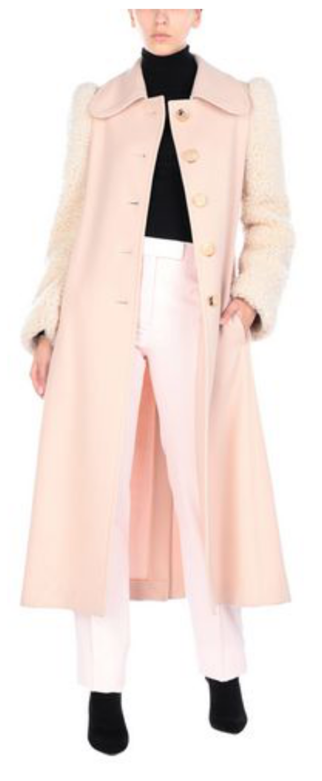 Pre-owned Chloé Women's Pink Lambskin Shearling Long Coat Jacket Parka 34