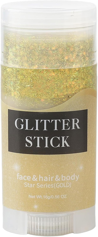 Gold Body Glitter Stick,Concerts Face Glitter Gel for Face Eye Lip Hair Chunky D