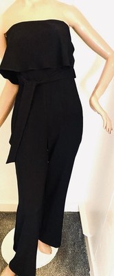 Truth & Fable Bardot Strapless Tie Waist Jumpsuit Size XS