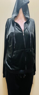 EURO JOY SPORTS WOMEN EVERY DAY FLEECE HOODIE JOGGERS SET BLACK COLOR SIZE L