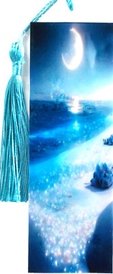CRYSTAL BEACH/OCEAN/SEA/MOON UNIQUE EXQUISITE LAMINATED BOOKMARK