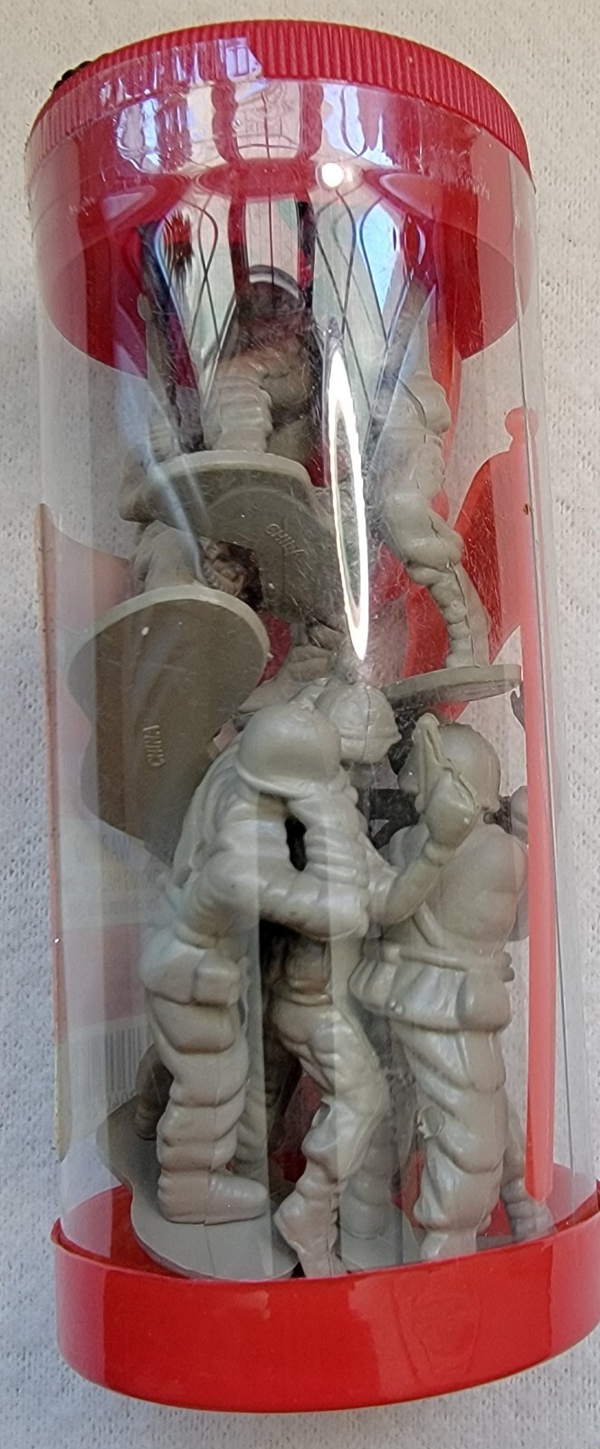 Vintage Army Men Plastic Figures 2.75" Green + Gray w/ USA Flag 9 Pieces x 6