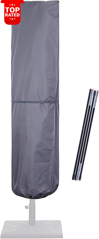 Waterproof Patio Umbrella Cover 7-11 Ft Zippered Gray 600D Outdoor Protector
