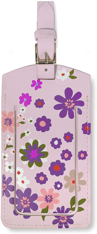 Kate Spade New York Vegan Leather Luggage Tag for Women, Pink/Purple Durable Sui