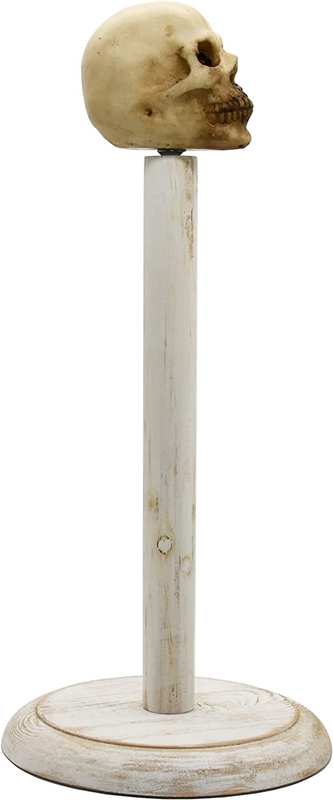 Rustic Wood Skull Paper Towel Holder Stand up Paper Towel Holder, Easy One-Hande