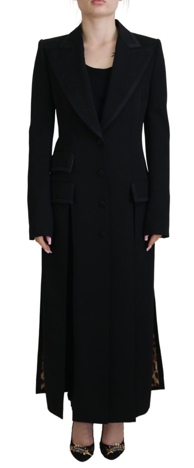 

DOLCE - GABBANA Куртка Полиэстер Черное Однобортное Пальто IT40/US6/ 3000usd, Черный