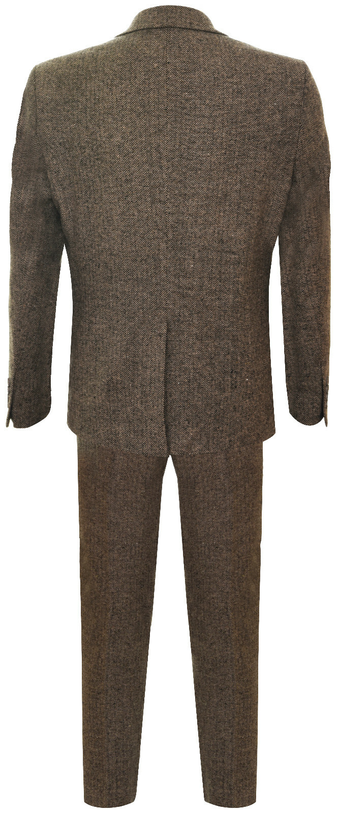 Pre-owned Truclothing Mens Oak Brown 3 Piece Tweed Suit Vintage Harringbone 1920s Retro Peaky Blinders