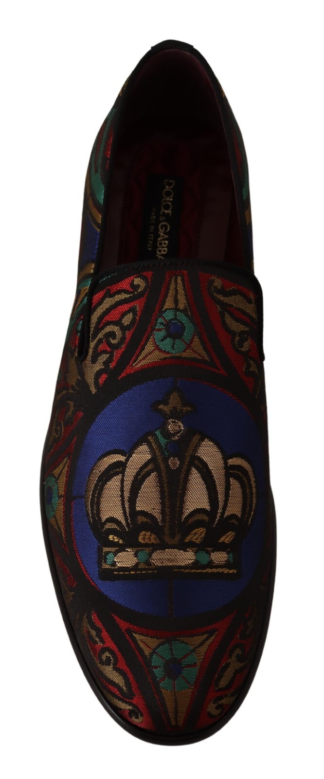 DOLCE & GABBANA DOLCE & GABBANA SHOES LOAFERS MULTICOLOR JACQUARD CROWN SLIPPERS MEN EU43 / US10