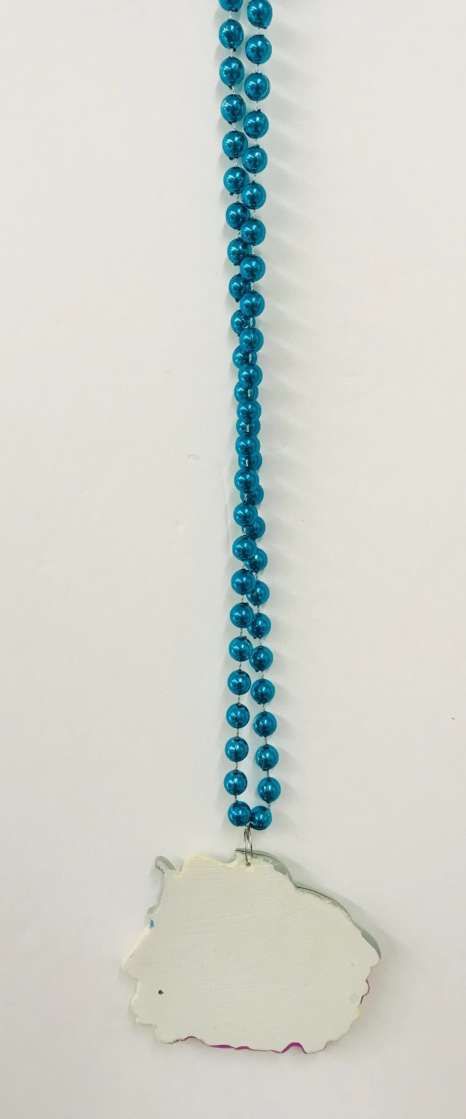 Mardi Gras Bead Necklace Large Emblem Cartoon Shark Louisiana 18 Inches Sea Blue