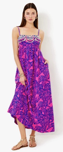 Pre-owned Lilly Pulitzer Bernadetta Maxi Dress Passion Fruit Pink Wild Nights Size 6