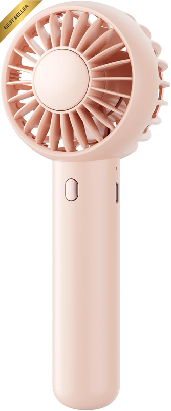 Mini Portable Handheld Fan with Desk Base - 3 Speeds, USB Rechargeable (Pink)