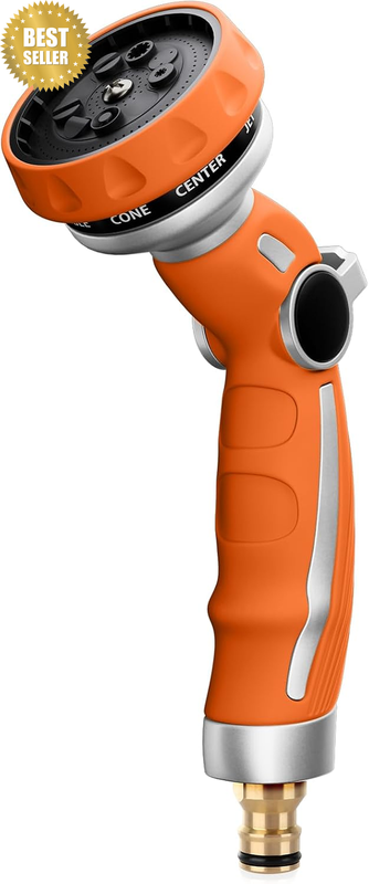 Garden Hose Pipe Spray Gun, Metal Nozzle Sprayer Heavy Duty with 9 Patterns, Hig