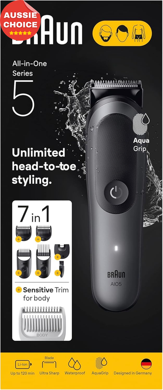 AIO5520 All-In-One Beard Trimmer 7-in-1 Grooming Kit Men Hair Clipper