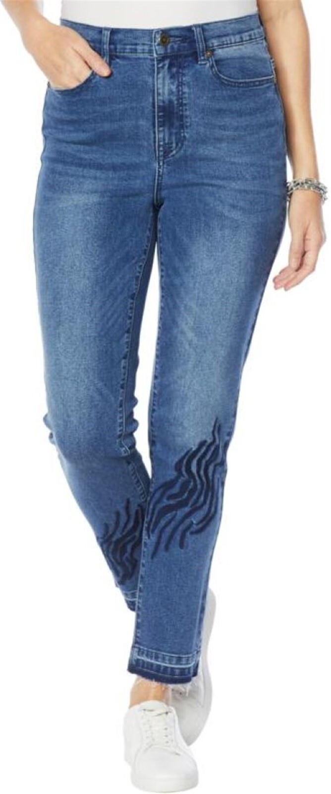 DG2 Diane Gilman Stretch Released Hem Skinny Jean Midtone 14