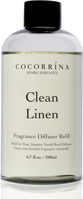 Clean Linen Scented Reed Diffuser Oil with 8 Sticks Fragrance for Bedroom, Bathroom, Oil Diffuser, Home Décor, 6.7 Fl Oz. (200 Ml)