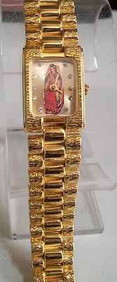 Women's Gold Finish VIRGIN MARY GUADALUPE bracelet fashion dressy watch