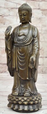 Chinese Antique Bronze Sakyamuni Standing Buddha Statue, Ming Dynasty Artwork