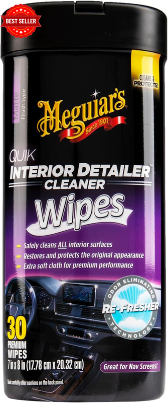 Quik Interior Detailer Cleaner Wipes for Car Interiors, Pack of 25 - Non-Linting