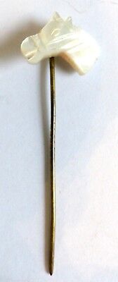 A VICTORIAN MOTHER OF PEARL HORSE HEAD STICK PIN