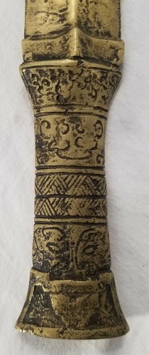 ANTIQUE ANTCIENT CHINESE SWORD TO WARD OFF EVIL SOLID BRASS VERY HEAVY