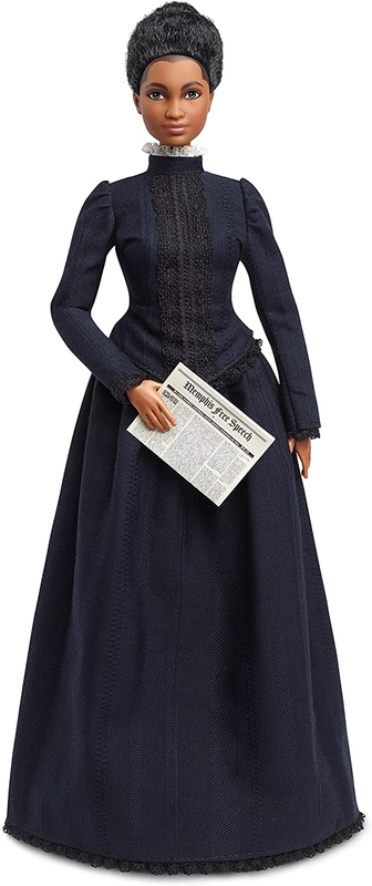 Barbie Inspiring Women Doll, Ida B. Wells Collectible with Blue Dress and Newspa