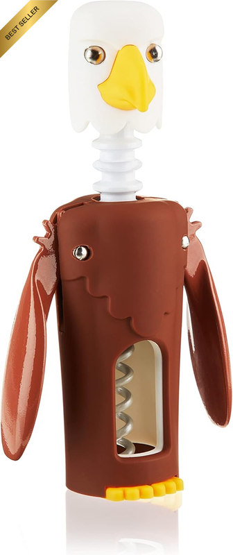 Bald Eagle Winged Corkscrew Soft-Touch Wine Bottle Cork Opener Remover Portable 