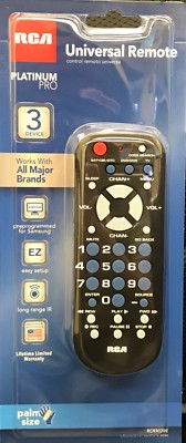 BRAND NEW RCA RCR503BE: UNIVERSAL Remote Control 3 Device 