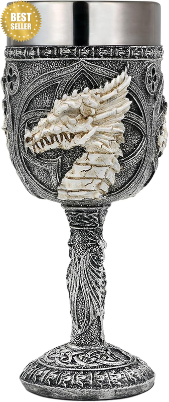 Medieval Skull GOT Dragon Goblet - 7Oz D&D Wine Goblets Chalices - Dungeons and 