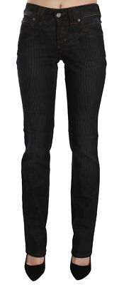 Pre-owned Galliano Jeans Black Mid Waist Slim Fit Corduroy Denim Casual Pants S. W27 $500