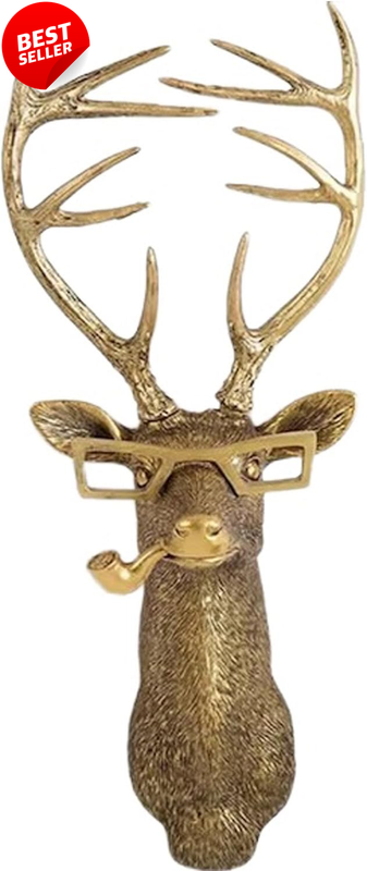 Deer Head Wall Decor Gold Animal Sculpture Modern Home Living Room Office - US