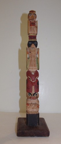 Native American Indian Totem Pole with Buffalo, Bear and Fox