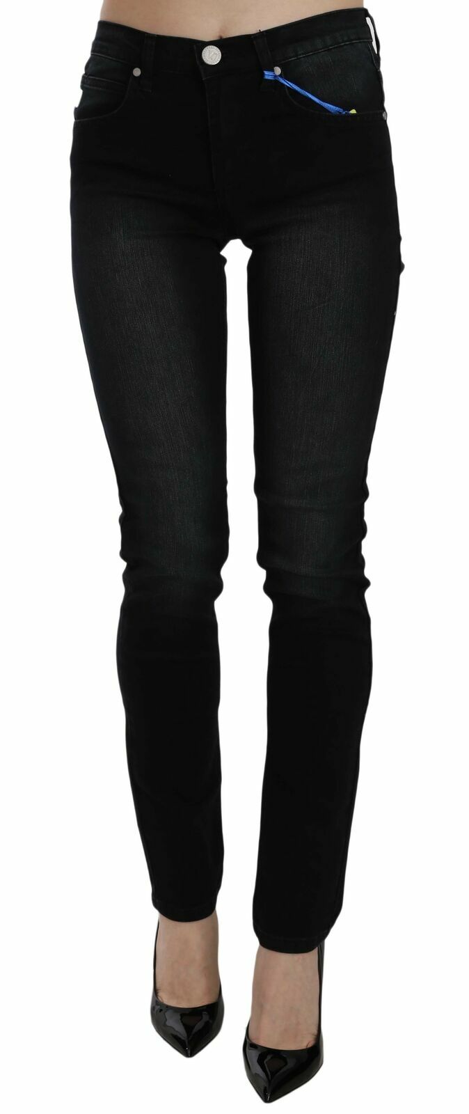 

Брюки VERSACE JEANS COUTURE Джинсовые темно-черные женские облегающие брюки Dora  Рекомендуемая розничная цена 300 долларов США, Dark black