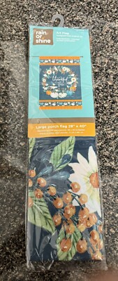 THANKFUL Fall Pumpkins Large Porch Flag 28''x40'' New Seasonal Flag Rain or Shine