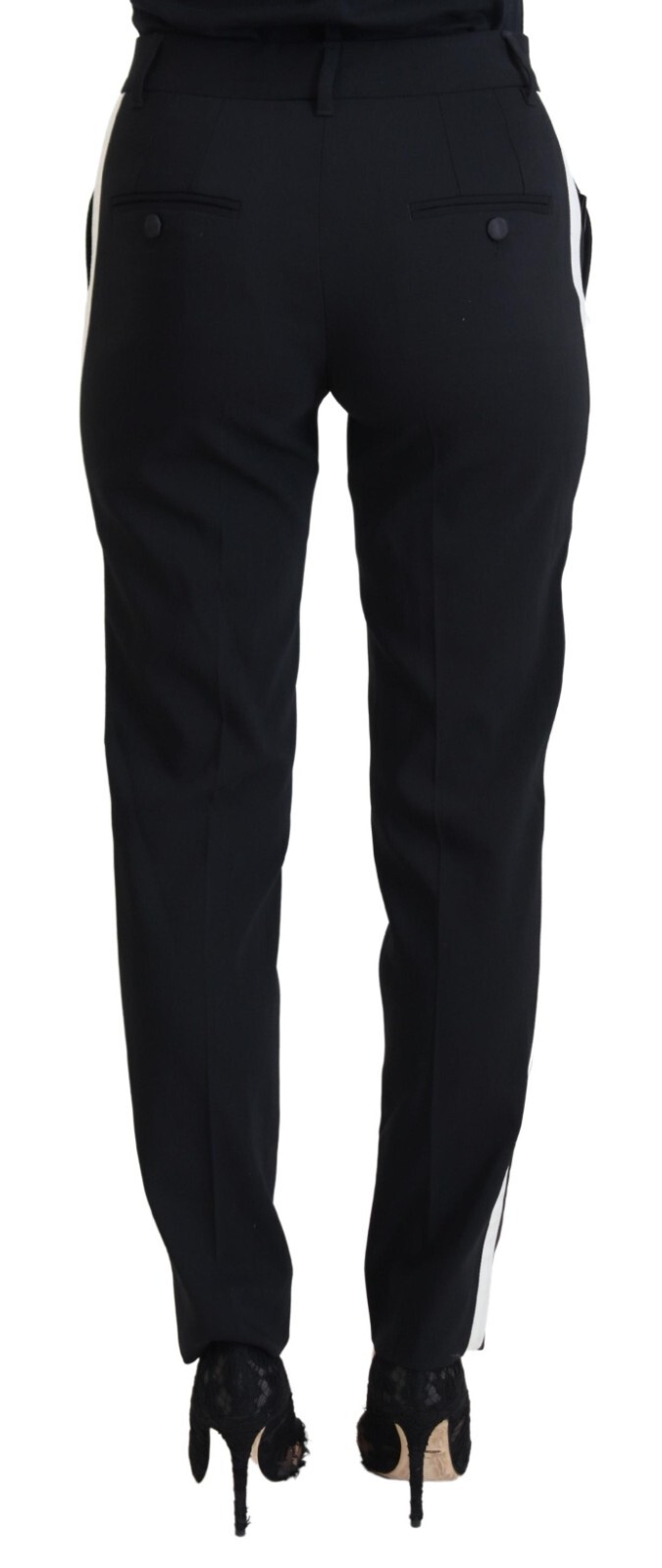 Pre-owned Dolce & Gabbana Pants Black High Waist Women Trouser It40/us6/s Rrp 1120usd