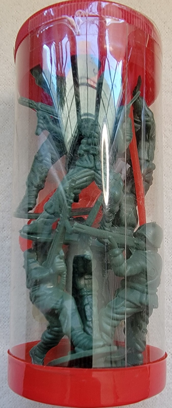 Vintage Army Men Plastic Figures 2.75" Green + Gray w/ USA Flag 9 Pieces x 6