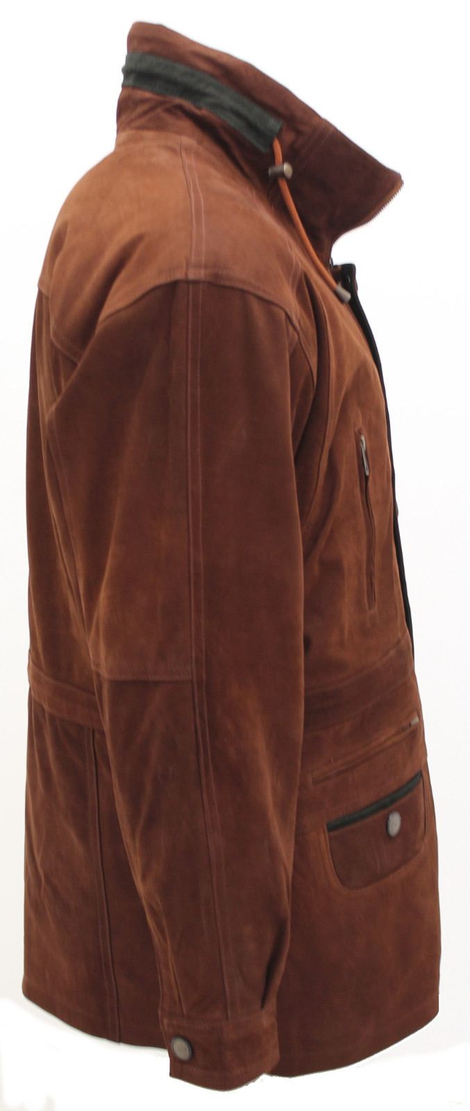 Pre-owned Infinity Men's Rust Tan Cow Hide Nubuck Suede Parka Jacket