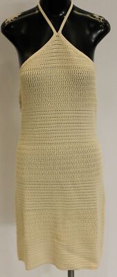 French Connection Women's Nellis Cotton Crochet Halter Dress SG1 Ecru Medium NWT