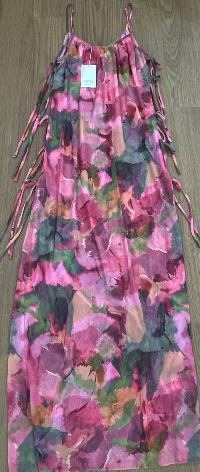 Pre-owned Misa $355  Los Angeles Salome Long Sheer Top Size: Medium In Multicolor