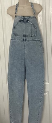 Mango MNG Bib Overall Jumpsuit  Denim Jeans Womens Sz L Leg Inseam 25.5 
