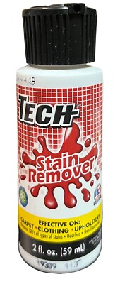 Tech No Scent STAIN REMOVER Liquid Multi Purpose Non-toxic Carpet Clothing  2 Oz