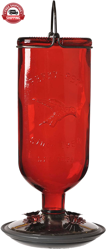 Perky-Pet 8109-2 Antique Glass Bottle Hummingbird Feeder-16-