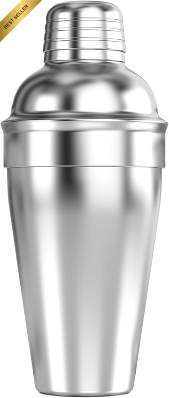 HIC Cocktail Shaker, Stainless Steel, Mirror Finish, 3-Piece Set, 18-Ounces