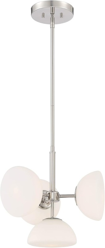 Zio 4 Light Chandelier, 14.5 Inch Convertible Ceiling Fixture for Kitchen, Dining Room, Bedroom, and Living Room, Polished Nickel, D270H-4CH-PN