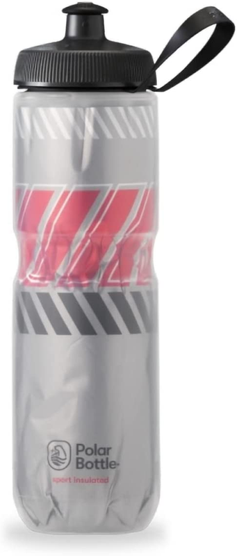 Polar Bottle - 24Oz Tempo - Silver & Red - Insulated Water Bottle for Cycling &