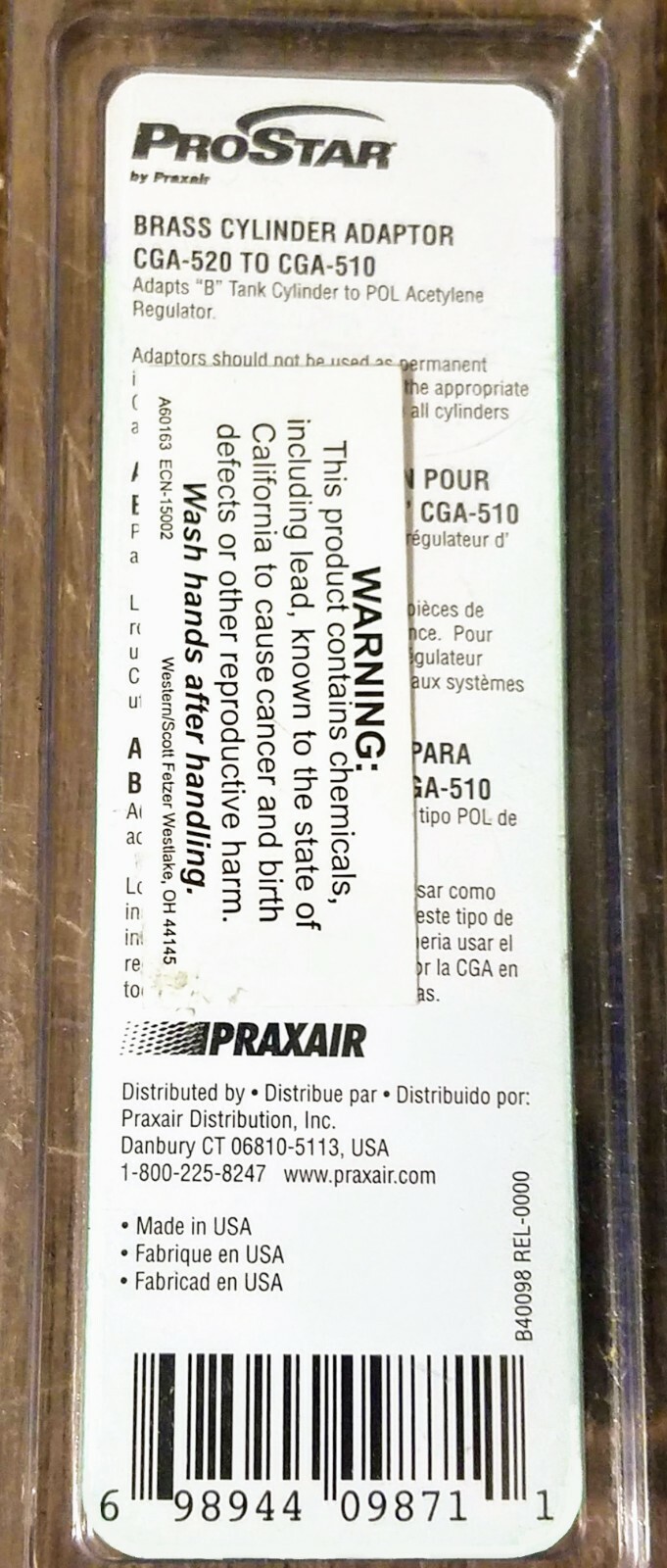 ProStar by Praxair PRS27104 Brass Acetylene Cylinder Adapter