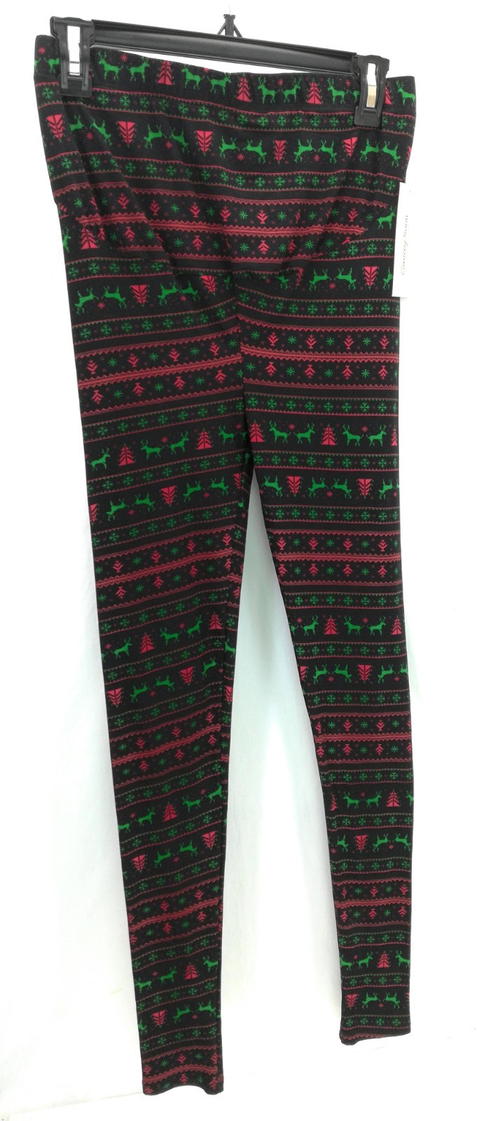 Coming Soon Maternity Christmas Leggings Black Red Green Full Length Size Small